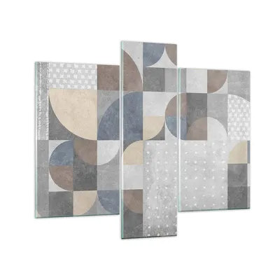 Produktbild von Bilder auf glas - 3 Teile - Geometrie Kunst Stein - 95x80cm - Glasbilder - Wandbilder - Bilder - zum Aufhängen bereit - Wanddekoration aus Glas - Glas Bilder - Wandbild auf Glas - GCB95x80-4621