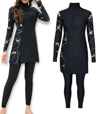 Produktbild von Damen Burkini Muslim Bademode Bodycon Badeanzug Islamische Schwimmanzug Sommer L