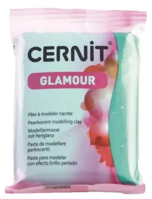 Produktbild von CERNIT GLAMOUR Ofenhärtende Modelliermasse für kreative Projekte grün 56g
