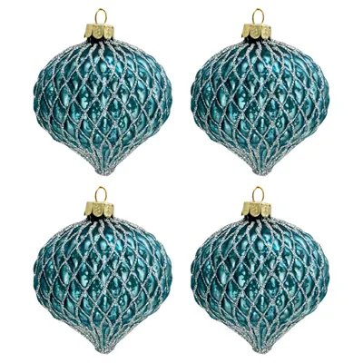 Obrázok produktu pre Clayre & Eef 6GL3286 Weihnachtskugeln 4er Set Blau Ø 8 cm
