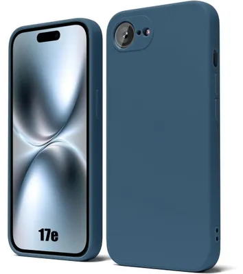 Image de Coque pour iPhone 17e, Protection Silicone Liquide Ultra Slim Souple Mat Bleu Marine