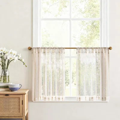 Productafbeelding van Vitrage gordijnset, 2 stuks, 65B x 60H cm, beige