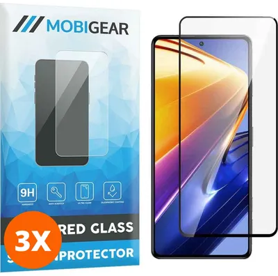 Produktbild von Mobigear Premium 9.98 POCO F4 GT Panzerglas Gehärtetes Glas Displayschutz - Hüllenfreundlich - Schwarz (3er Pack)