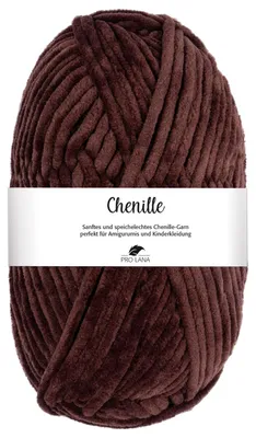 Produktbild von Pro Lana CHENILLE 100 g samtig weich und stabiles Chenille Garn 110 m Farbe 010 - dunkelbraun