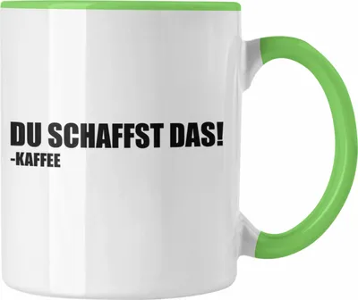 Produktbild von Trendation - Lustige Tasse mit Spruch - Du Schaffst Das Kaffee - Witzige Sprüche Kaffeetasse Geschenk Kaffeeliebhaber Büro (Grün)