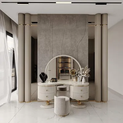 Productafbeelding van Een stijlvolle make-up tafel met spiegel voor uw moderne interieur