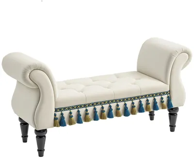 Produktbild von Polsterbank, Sitzbank, Vintage-Design, bis 150 kg, 117x40x58 cm, Beige