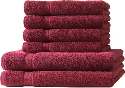 Produktbild von 6 tlg. Handtuch Set - Bordeaux - 500g/m²  - 2 Duschtuch 4 Handtuch - 100% Baumwolle