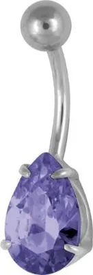 Immagine prodotto di Piercing per ombelico in acciaio PRONG SET pietra zircone BBZ-PS08.ametista