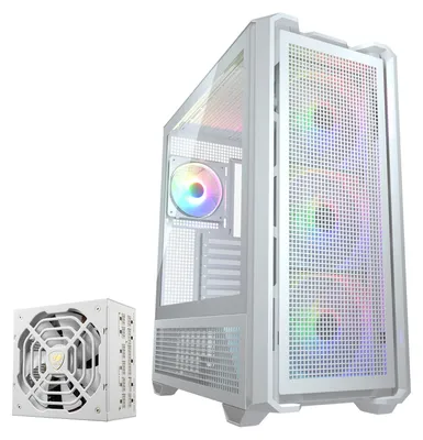 Produktbild von COUGAR Gaming-Gehäuse MX600 Full-Tower weiß ARGB USB Type-C x1, USB-A 3.0 x2 + Netzteil GR 1000 80+ Gold vorinstalliert