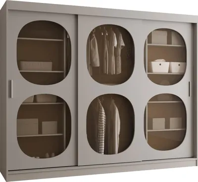 Produktbild von MEBLE KRYSPOL Kleiderschrank mit Glas 250 x 200 x 62 cm BAHRAJN 2, Kaschmir