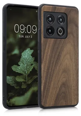 Produktbild von kwmobile Handyhülle für OnePlus 10 Pro 5G Hülle Holz - Case mit TPU Bumper - Stoßfestes Hardcase - Schutzhülle Cover in Dunkelbraun