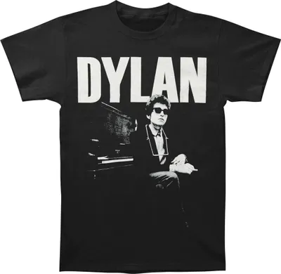 Immagine prodotto di Bob Dylan - Maglietta "At Piano" per uomo/donna Unisex RO7341 (L) (Nero)