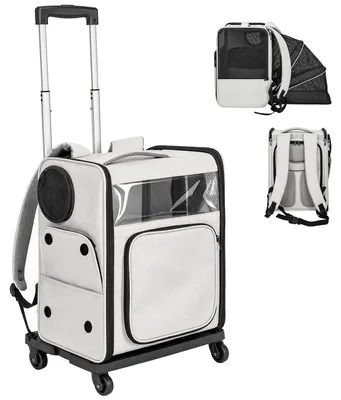 Produktbild von PawHut Hunderucksack 2 in 1 faltbare Transporttasche mit Rollen Rückenstütze