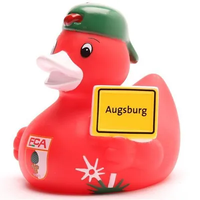 Produktbild von Badeente FC Augsburg Stadtschild rot Vinyl 9 cm
