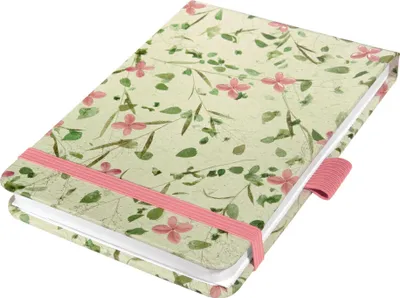 Produktbild von SIGEL JN340 Notizblock Jolie - Bloom Rose - punktkariert (Dot-Lineatur) - A6+ - rosa, grün - Hardcover - 158 S. -