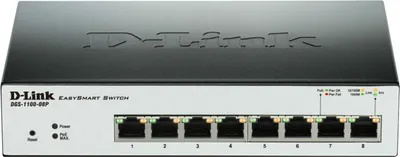 Obrázok produktu pre D-Link DGS-1100-08P, Riadený, L2, Gigabit Ethernet (10/100/1000), Podpora napájania cez Ethernet (PoE)