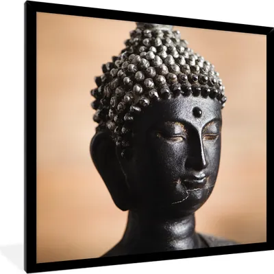 Produktbild von MuchoWow® MuchoWow® Gerahmtes Poster Buddha - Schwarz - Braun 40x40 cm - Poster mit zchwarzem Bilderrahmen - Mit Rahmen - Wanddekoration Schlafzimmer