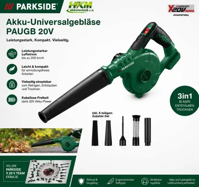 Produktbild von PARKSIDE 20 V Akku-Universalgebläser PAUGB, Laubbkäser ohne Akku und Ladegerät