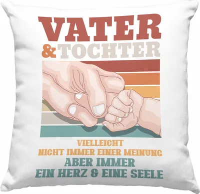 Produktbild von Trendation - Vater und Tochter Deko-Kissen mit Füllung 40x40 Geschenk Papa Töchter Geschenkidee Partner (Grau)