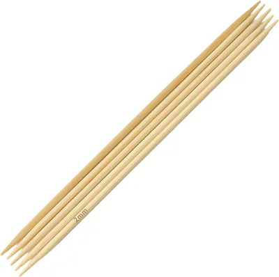 Produktbild von Bambus Nadelspiel Strumpfstricknadeln, Länge und Stärke wählbar, Größe:15cm x 2.0mm