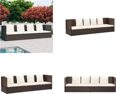 Produktbild von vidaXL Garten Sofabett mit Kissen Poly Rattan Braun - Gartenbett - Gartenliege - Sonnenliege - Garten Sofabett