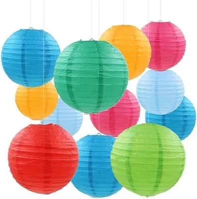 Zdjęcie produktu dla Zestaw papierowych lampionów, 21 sztuk, kolorowe, do dekoracji uroczystości