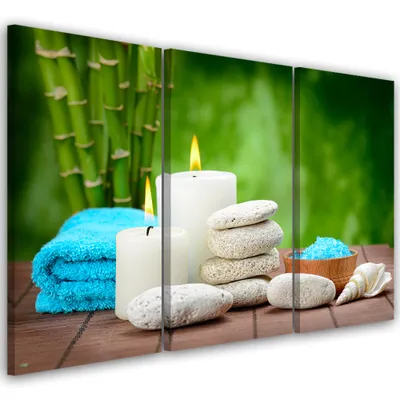 Produktbild von Triptychon auf leinwand religiöses - grün 150x100 cm Feeby grün wandbild bereit zum aufhängen