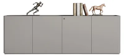 Obrázek produktu pro Moderní komoda s dřevěnou deskou a minimalistickými dvířky