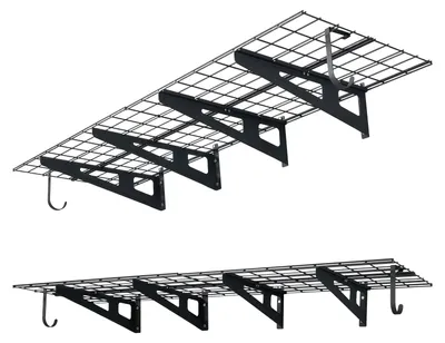 Produktbild von Garagenregal 2er-Set - Schwerlast Metallregal - Tragkraft 227 kg pro Boden - Steckregal 182,8x61,5x20,6 cm - Werkzeugaufbewahrung mit Haken - Wandregal