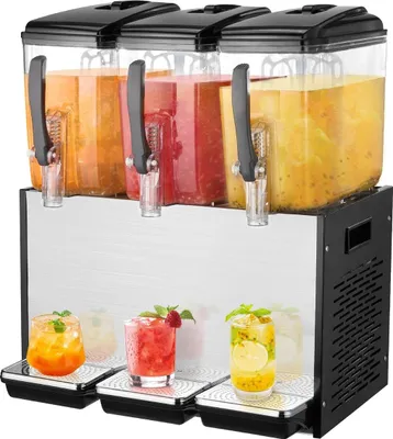 Image de Distributeur commercial de boissons 12 L x 3 réservoirs Distributeur de jus et de boissons glacées