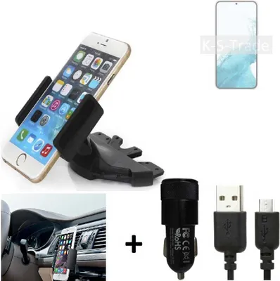 Produktbild von TOP SET K-S-Trade Autohalterung kompatibel mit Samsung Galaxy S22+ Exynos CD Schlitz Halterung KFZ-Halter Radio Handy Halterung 360° drehbar