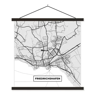 Produktbild von MuchoWow® Textilposter Friedrichschafen - Stadtplan - Deutschland - Karte 90x90 cm mit schwarzem Rahmen - Magnetisches