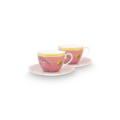 Zdjęcie produktu dla Pip Studio - Filiżanka i spodek "La Majorelle" (zestaw 2 sztuk, różowy, 280 ml)