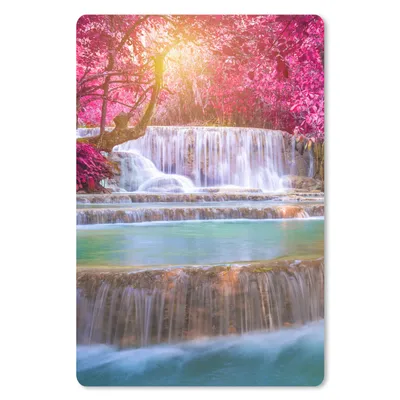 Produktbild von MuchoWow® Mauspad Mousepad Wasserfall - Regenbogen - Bäume - Rosa - Natur 18x27 cm - Mousepads - Maus Mat - Pad - Mausunterlage