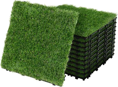 Produktbild von ML-Design Kunstrasen Fliesen 30x30 cm/44 Stück=4m² Bodenbelag mit Klicksystem & Drainage UV-Beständig Künstlicher Rasen Rasenteppich Grasmatte Outdoor