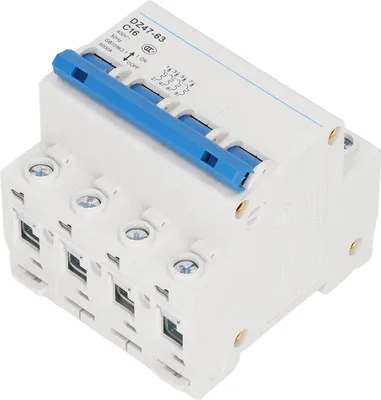 Obrázek produktu pro DZ47-63 C16 4pólový miniaturní jistič 16A 400V, montáž na DIN lištu, vypínací schopnost 6000A