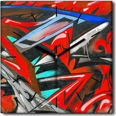 Produktbild von Coloray Uhr auf Leinwand 30x30 cm Wand Uhr Dekoration Wohnzimmer Segeltuch schwarze Hände -Straßengraffiti Art.