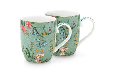 Produktbild von PIP STUDIO Jolie Flowers Blue Becher mit Henkel klein Set2