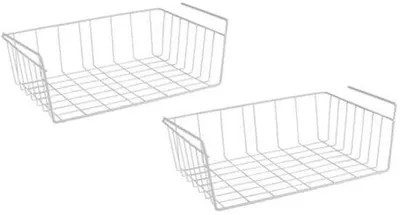 Productafbeelding van Set van 2 badkamerkorven 40 x 26 x 14 cm, geplastificeerd, wit