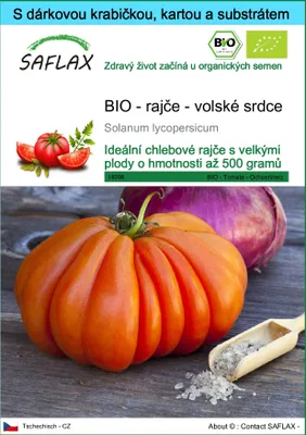 Obrázek produktu pro SAFLAX Dárková sada - BIO - rajče - volské srdce - Solanum lycopersicum - 10 Semena - S dárkovou krabičkou, přepravním štítkem, dárkovou kartou a pěstebním médiem