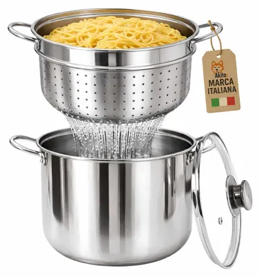 Immagine prodotto di Akitaink Bollipasta Inox 22 cm Cestello Coperchio