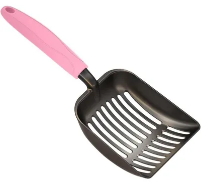 Obrázek produktu pro Lopatka na kočičí stelivo, hliníková, s nepřilnavým povrchem, růžová, střední velikost