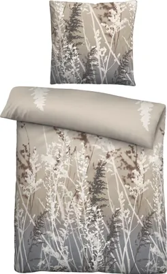 Produktbild von Biberna Feinbiber Bettwäsche Gräser, 135x200 cm+80x80 cm, taupe
