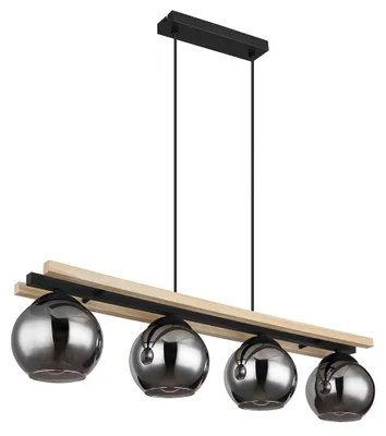 Produktbild von Pendelleuchte, Holz, Rauchglas, 4-flammig, H 120 cm