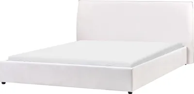 Produktbild von BELIANI Wasserbett Cremeweiß Samtstoff 180 x 200 cm Hohes Kopfteil Samtbett für Schlafzimmer