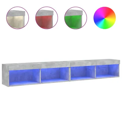 Produktbild von vidaXL TV-Schränke mit LED-Leuchten 2 Stk. Betongrau 100x30x30 cm