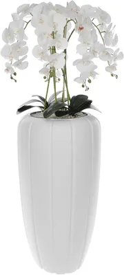 Productafbeelding van Kunstorchidee met pot - Nepbloem boeket - Huis decoreren - Flexibele stelen - 125 cm hoog - Wit