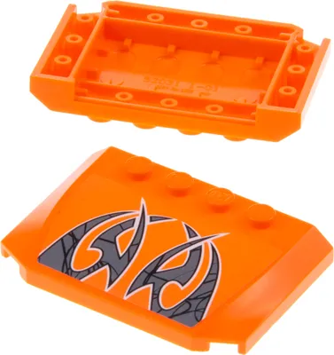 Produktbild von 2x Lego Motorhaube 4x6 2/3 orange Sticker Muster silber Auto Dach 52031pb092