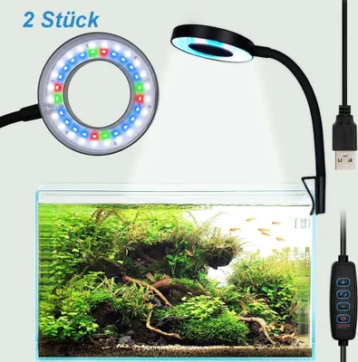 Produktbild von 2 Stück Aquarium Lampe Dimmbar 3 Modi Wasserdicht,Aquarium Led Beleuchtung Clip Flexibel Lampenarm 48 LEDs,Aquarium Licht Korallen Fisch Wasserpflanze